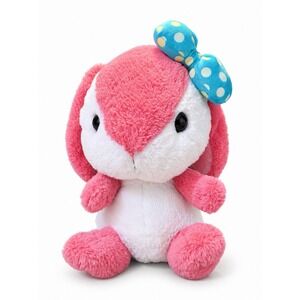 Amuse Raspberry Bunny 20” Plush Pink Blue Polka Dot Bow Japan Kawaii